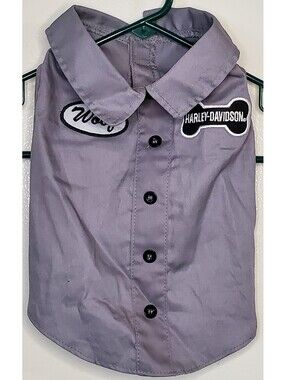 Harley-Davidson Dog Mechanic Work Shirt Size Small Gray Woof 2010